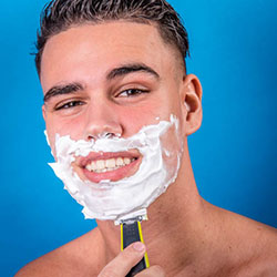 men shave for charity