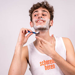 men shave for charity