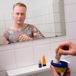 men shave for charity