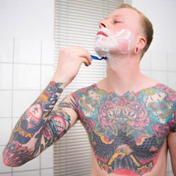 men shave for charity