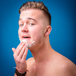 men shave for charity