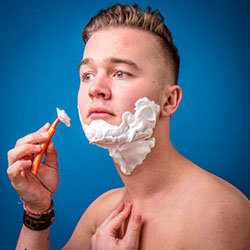 men shave for charity