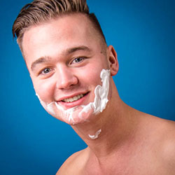 men shave for charity