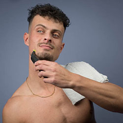 men shave for charity