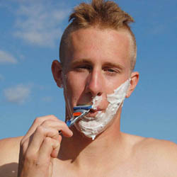 men shave for charity