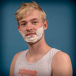men shave for charity