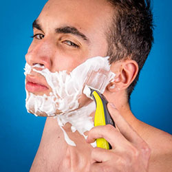 men shave for charity