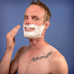 men shave for charity