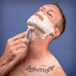 men shave for charity