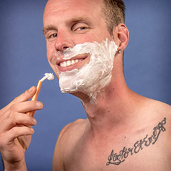 men shave for charity