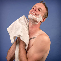 men shave for charity