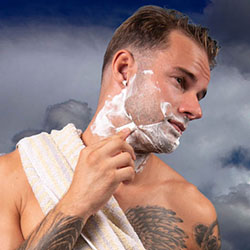 men shave for charity