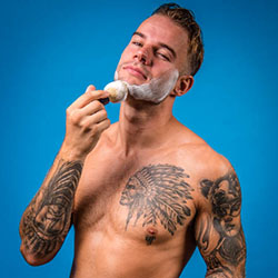 men shave for charity