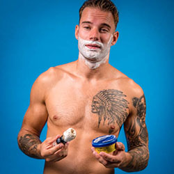 men shave for charity