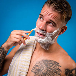 men shave for charity