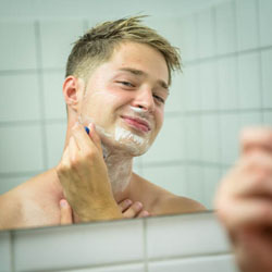 men shave for charity