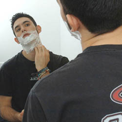 men shave for charity