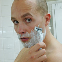 men shave for charity