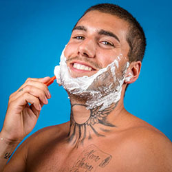 men shave for charity