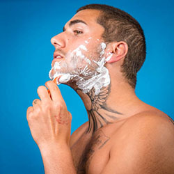 men shave for charity