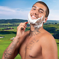 men shave for charity