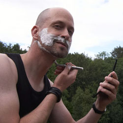 men shave for charity