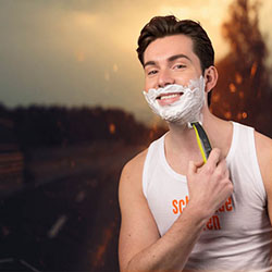 men shave for charity