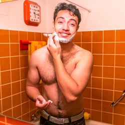 men shave for charity