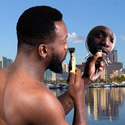 men shave for charity