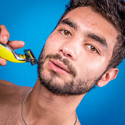 men shave for charity