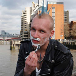 men shave for charity