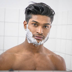 men shave for charity