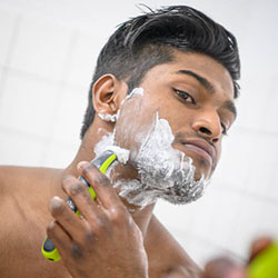 men shave for charity