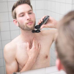 men shave for charity