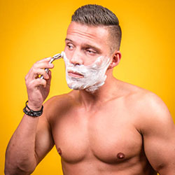 men shave for charity