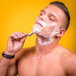 men shave for charity