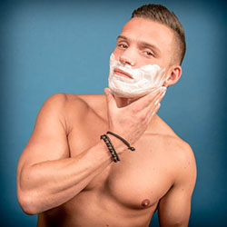 men shave for charity