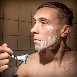 men shave for charity