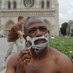 men shave for charity