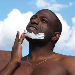 men shave for charity