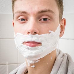 men shave for charity