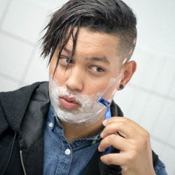 men shave for charity