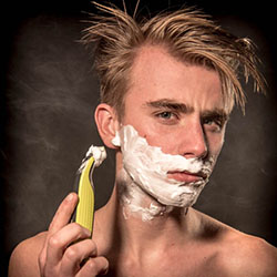 men shave for charity