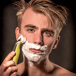 men shave for charity