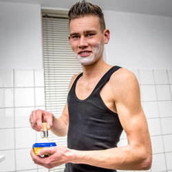 men shave for charity