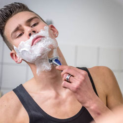 men shave for charity