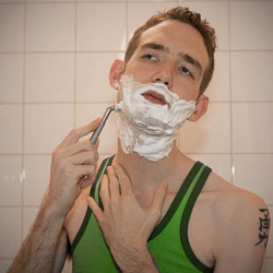 men shave for charity