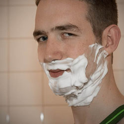 men shave for charity