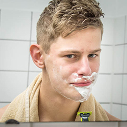 men shave for charity